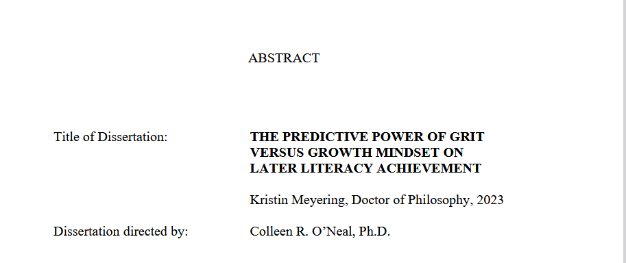 Peer Review — THE PREDICTIVE POWER OF GRIT VERSUS GROWTH MINDSET ON LATER LITERACY ACHIEVEMENT…