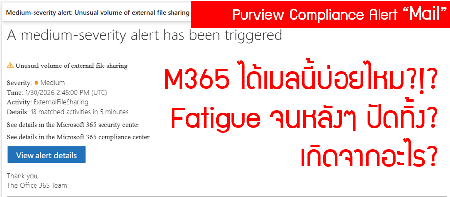 ได้เมลเตือน Unusual File Sharing บ่อยมากกก สำคัญ? กับ Purview Compliance Alert