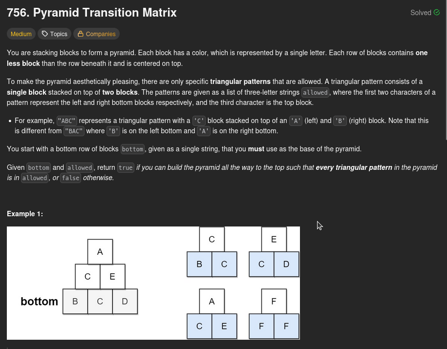 LeetCode 756: Pyramid Transition Matrix — A Recursion Problem That ...