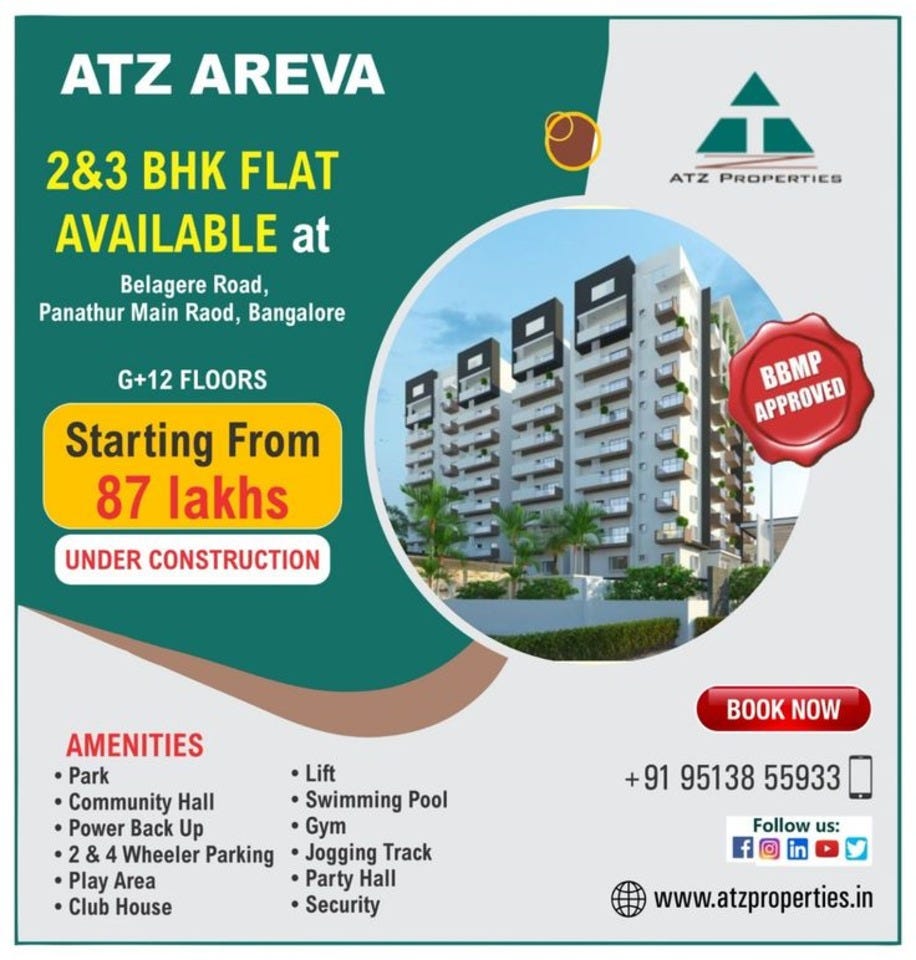 Ready to Move Flats for sale near Manyata Tech Park by Atzproperties