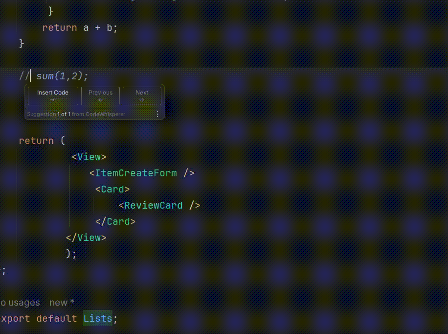 Amazon CodeWhisperer en acción