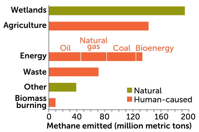 Methane emissions in 2022, by source