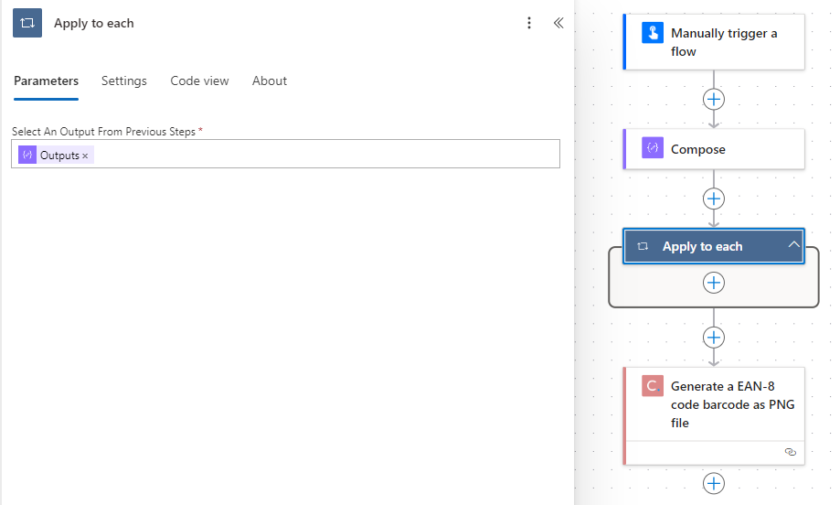 Create an Apply to Each control that consumes the Compose array