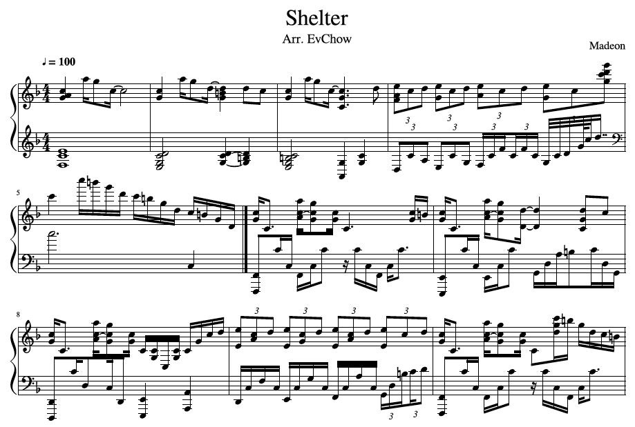 Free (difficult) sheet music — Shelter by Madeon / Porter Robinson | by  Evan Chow | Medium