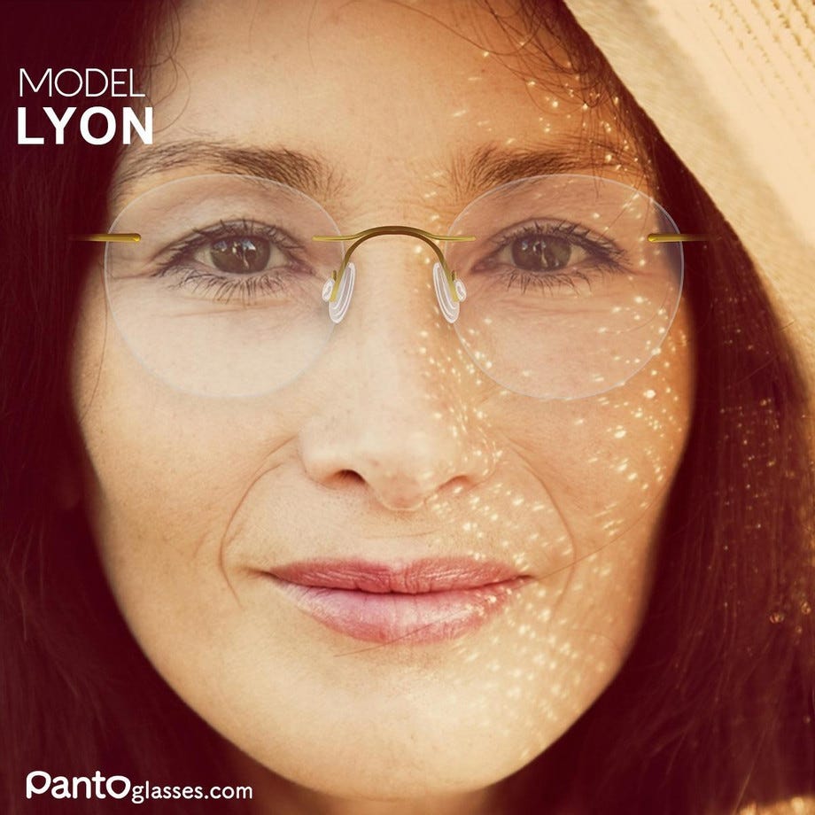 rimless plastic eyeglasses