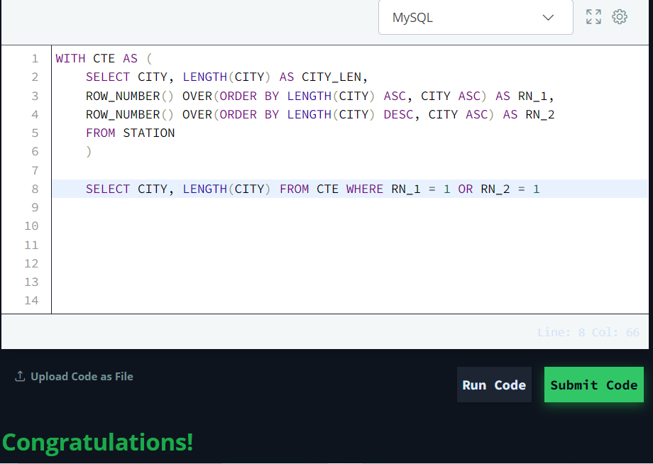 Weather Observation Station 5. Query the two cities in STATION with