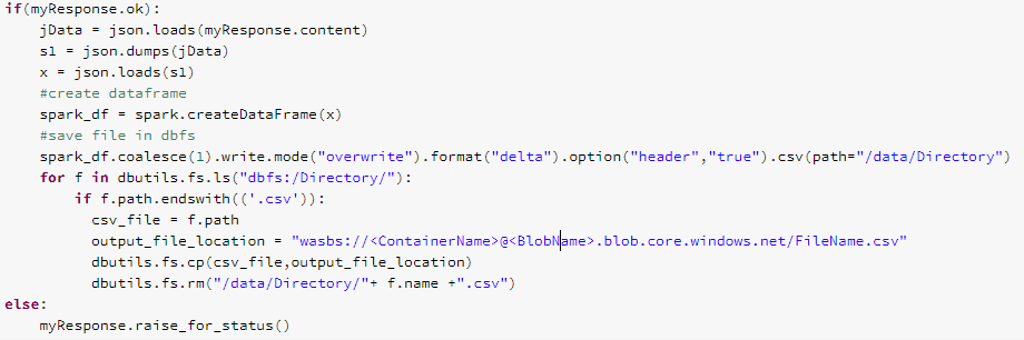 How to call web API from an Azure Data-bricks notebook to an Azure Blob ...