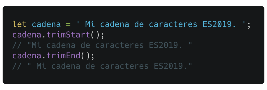 Ejemplo de trimStart() y trimEnd()