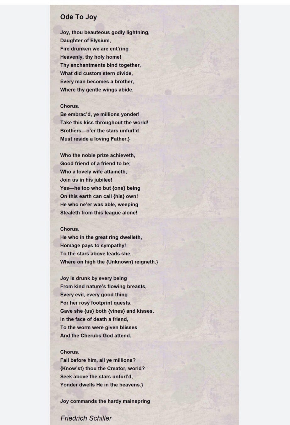 Author’s pic of English translation of Friedrich Scholler’s poem “An Die Fruede”