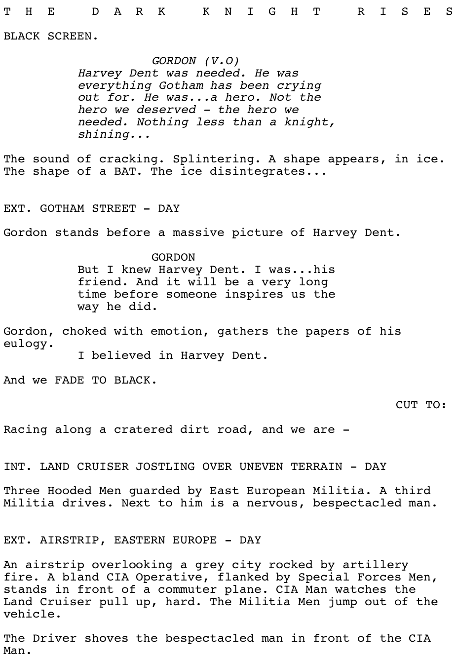 Page One: ‘The Dark Knight Rises’ (2012) | by Scott Myers | Go