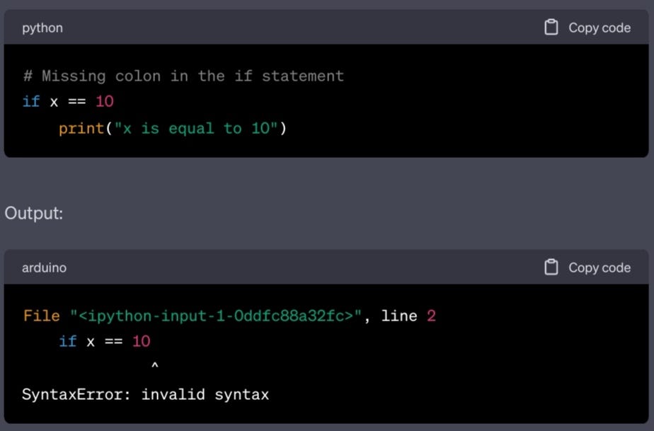 Errors in python. Syntax Error: This error occurs when… | by ...