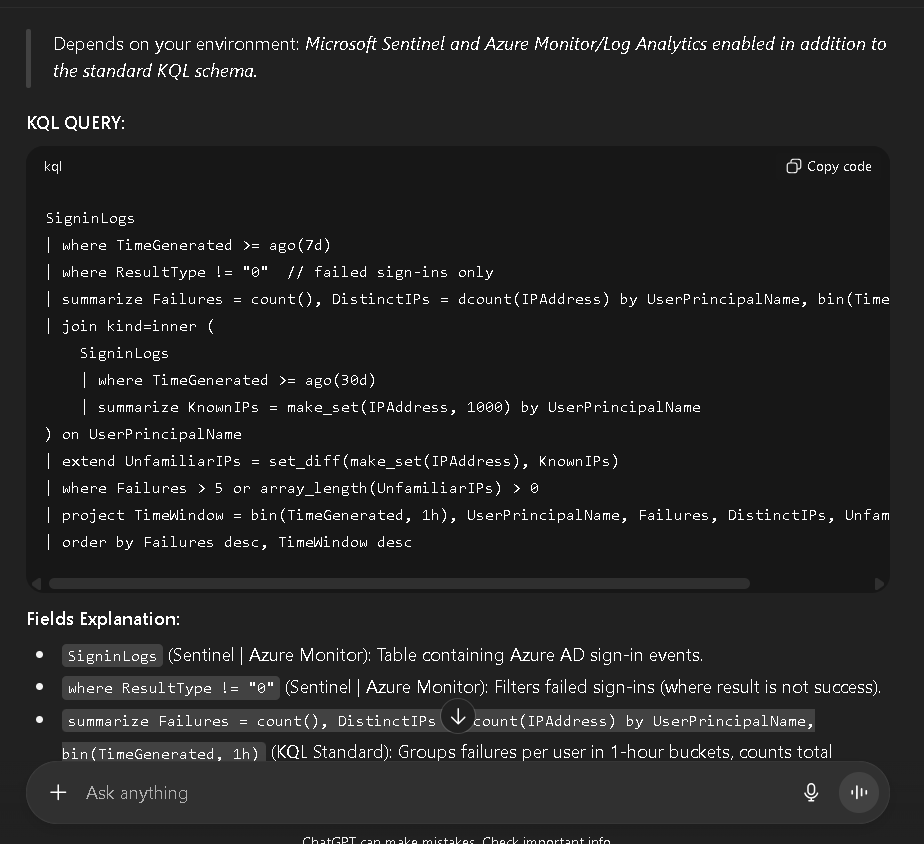 Fig. 3: Final optimized query with field explanation and sources