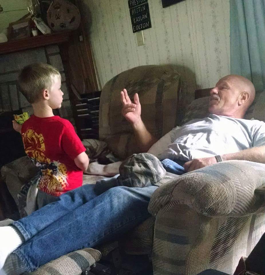 Grandpa George explaining to Samuel about how no one gets birthday presents then they turn 5.