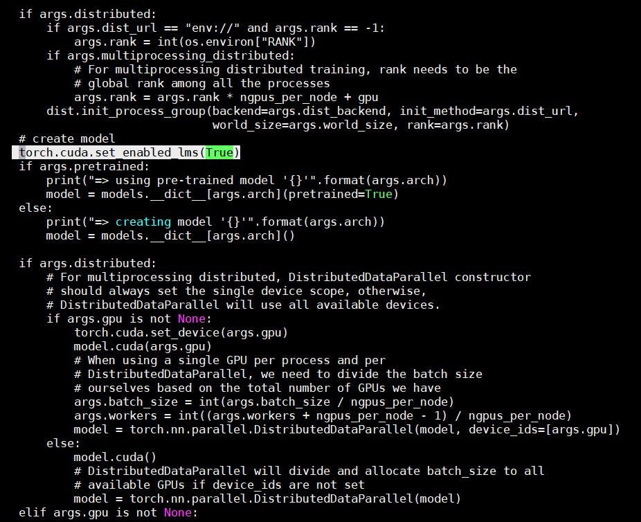 Illustration-15: Python script for Large Model Support training.