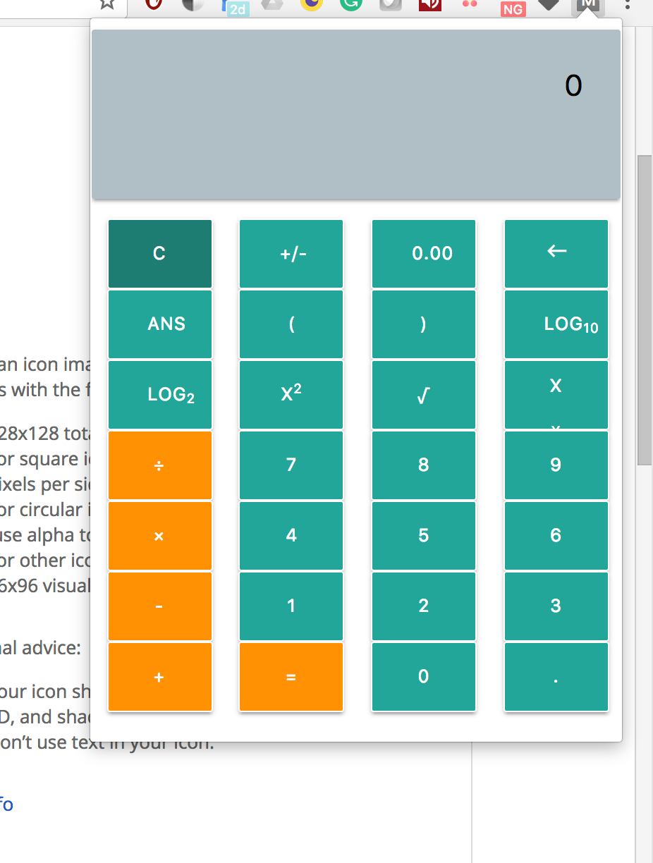 Chrome Extension A Mini Calculator using Angular 2, and a RESTful API