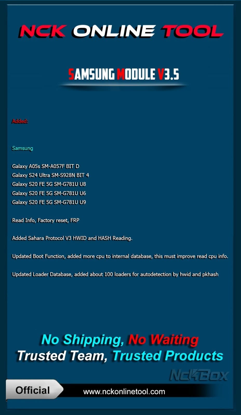 NCK Online Tool Samsung Module v3.5 Released