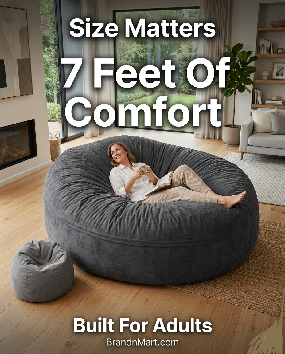 Luxury oversized bean bag chair designed for cozy modern living and full-body comfort.