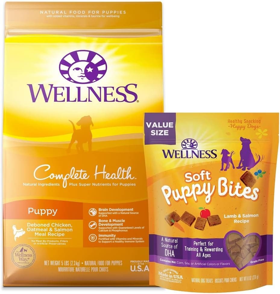 Wellness Soft Puppy Bites, 8 oz Bag Complete Health Puppy Food, 5 lb