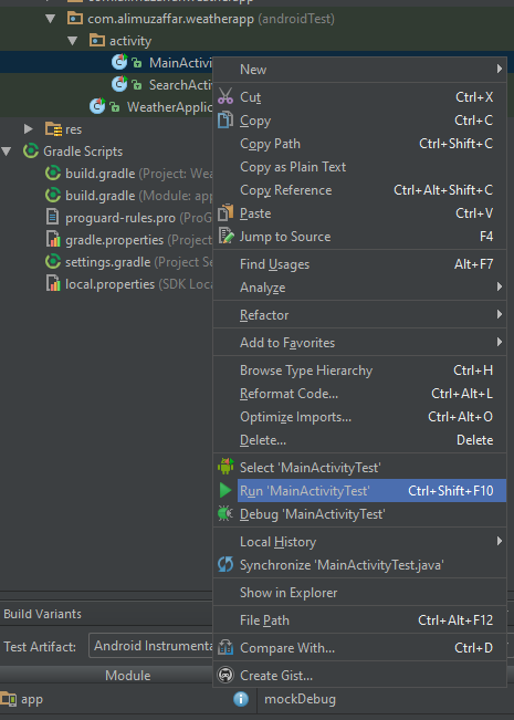 gradle - Right click and create JUnit tests in Android Studio