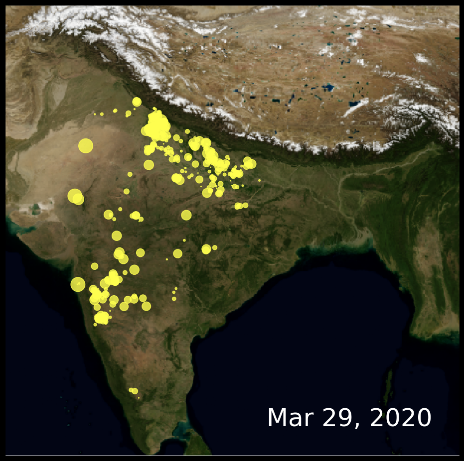Time-lapse Scatter Map-visualization using Cartopy | by Yash Sanghvi ...