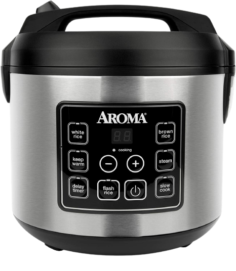 Aroma Housewares Select Stainless Digital Rice Grain Multicooker, Rice Cooker 4 Cup Uncooked, ARC-914SBDS