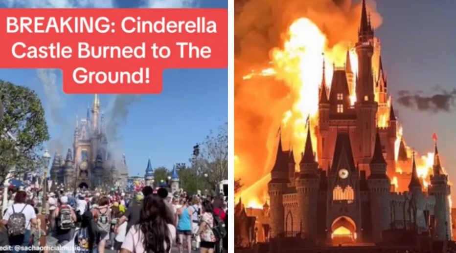FALSE Disney World's Cinderella Castle burned to the ground. by Ana