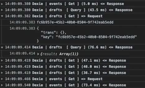 Example logs output