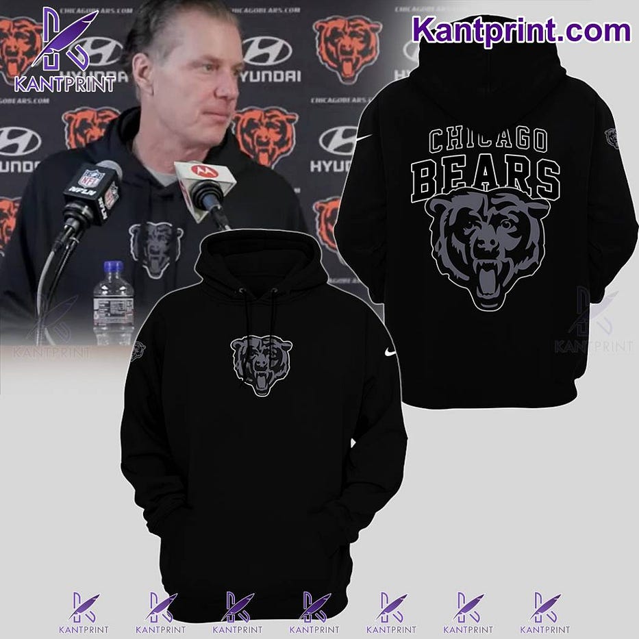 Chicago Bears and Coach Matt Eberflus With Grey Logo Hoodie by