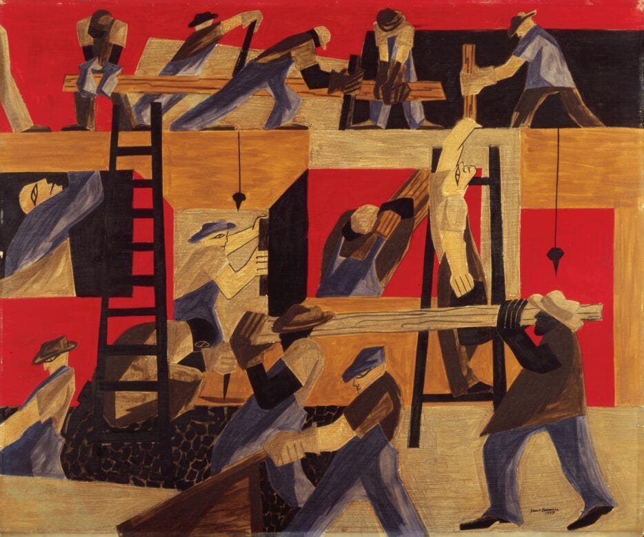 The Builders (1947) by Jacob Lawrence