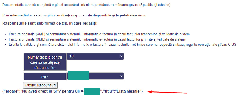 Nu aveți drept în SPV pentru CIF=cui-firma-ta
