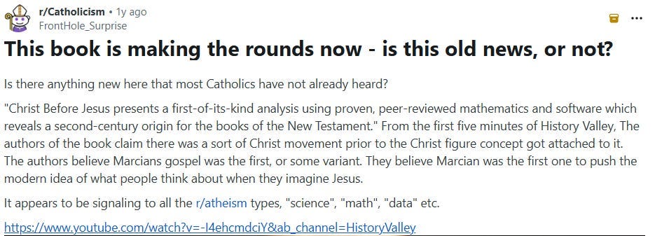 Christ Before Jesus promotion: reddit.com/r/Catholicism