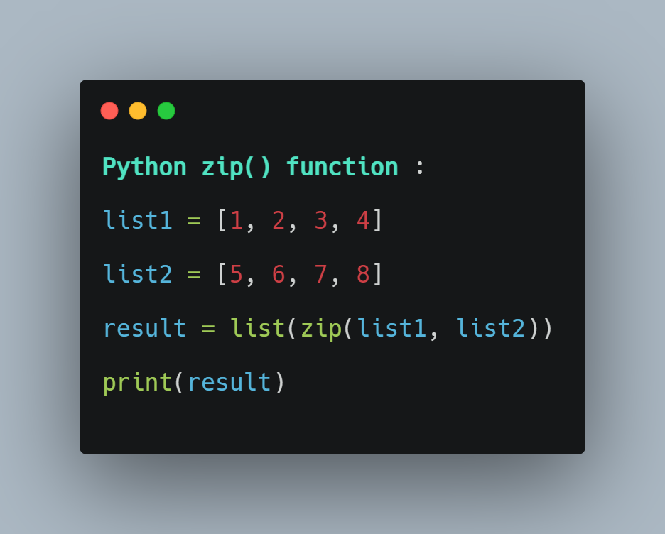 Python zip() Function.. Python zip() function : | by Shaila B | Medium