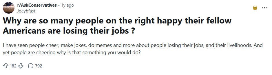 If you’re happy about others’ suffering, talk to Jesus! reddit.com/r/AskConservatives