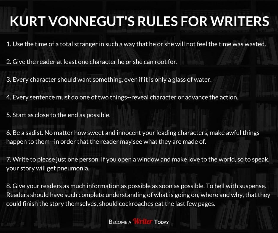 Kurt Vonnegut's Rules for Writers | by Bryan Collins | The Writing  Cooperative
