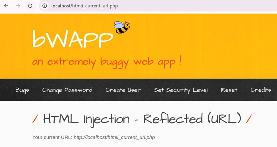 bWAPP HTML Injection — Reflected (URL) and Stored (Blog)