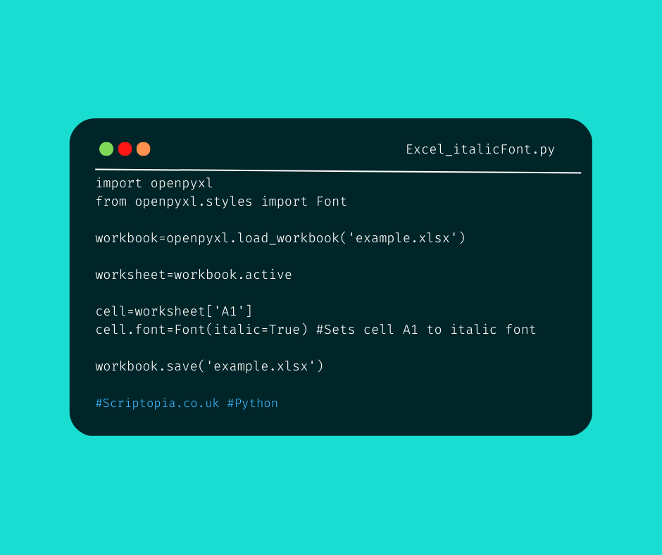 Python openpyxl — Change font to italic - Scriptopia - Medium