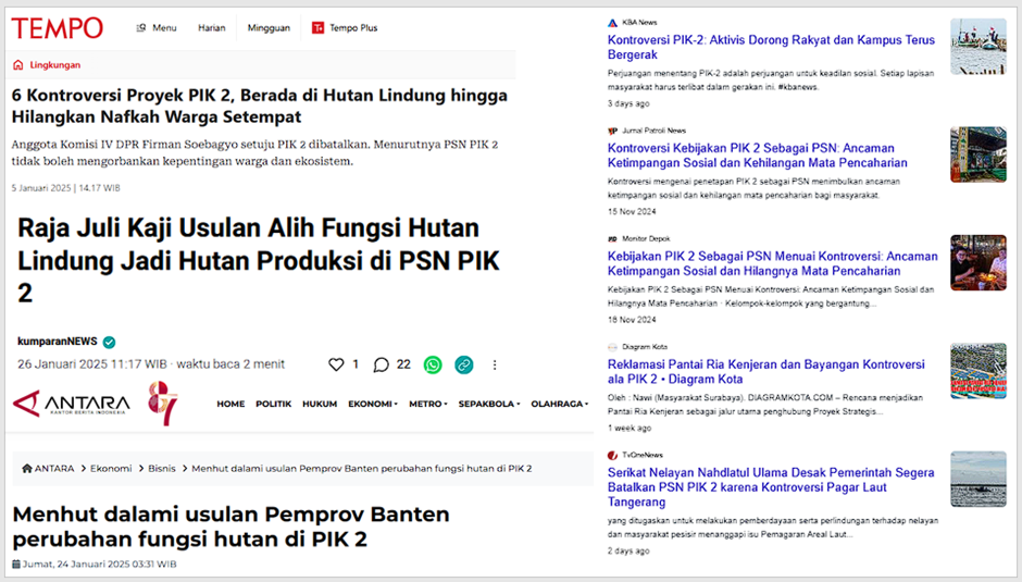 Proyek Strategis Nasional di Pantai Indah Kapuk Dua : Sedikit Cerita Tentang Perubahan Fungsi Hutan