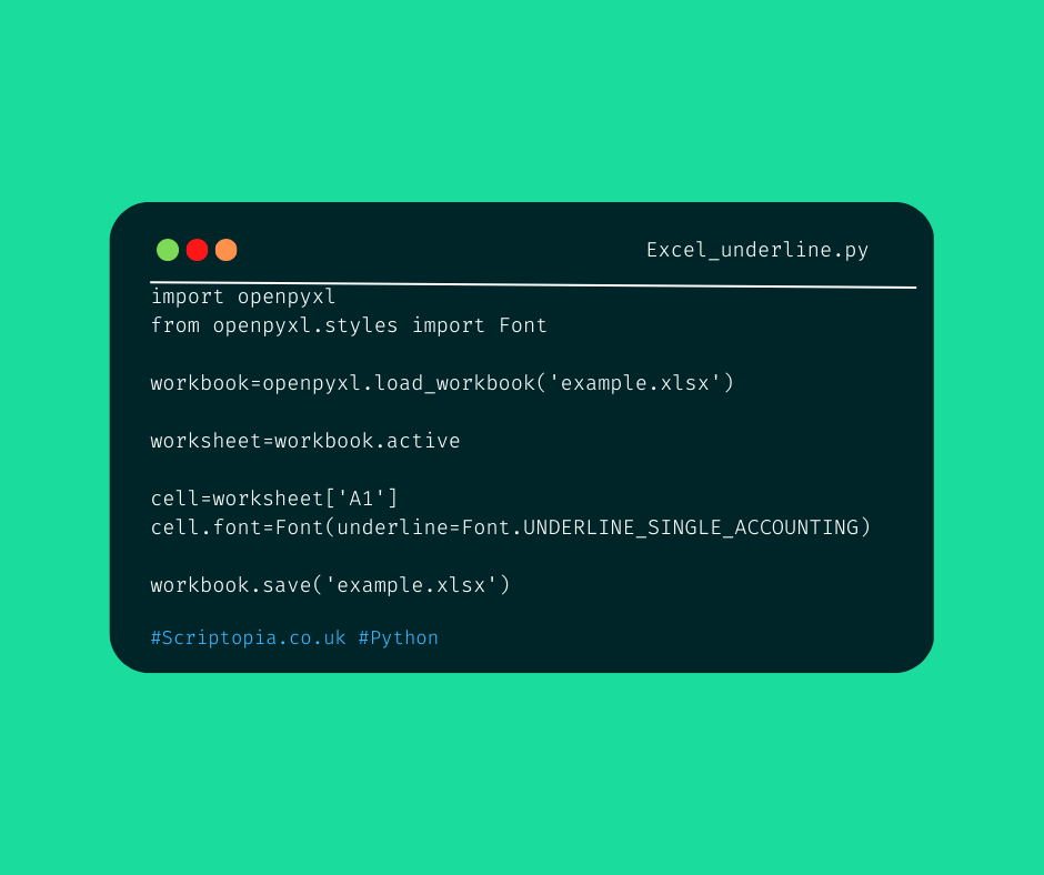 Python openpyxl — Single accounting underline cells - Scriptopia - Medium