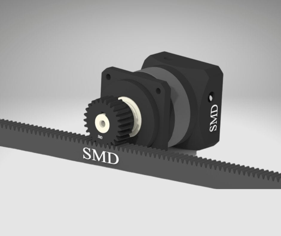 Gearbox with Mounted Rack and Pinion SMD Gearbox by P