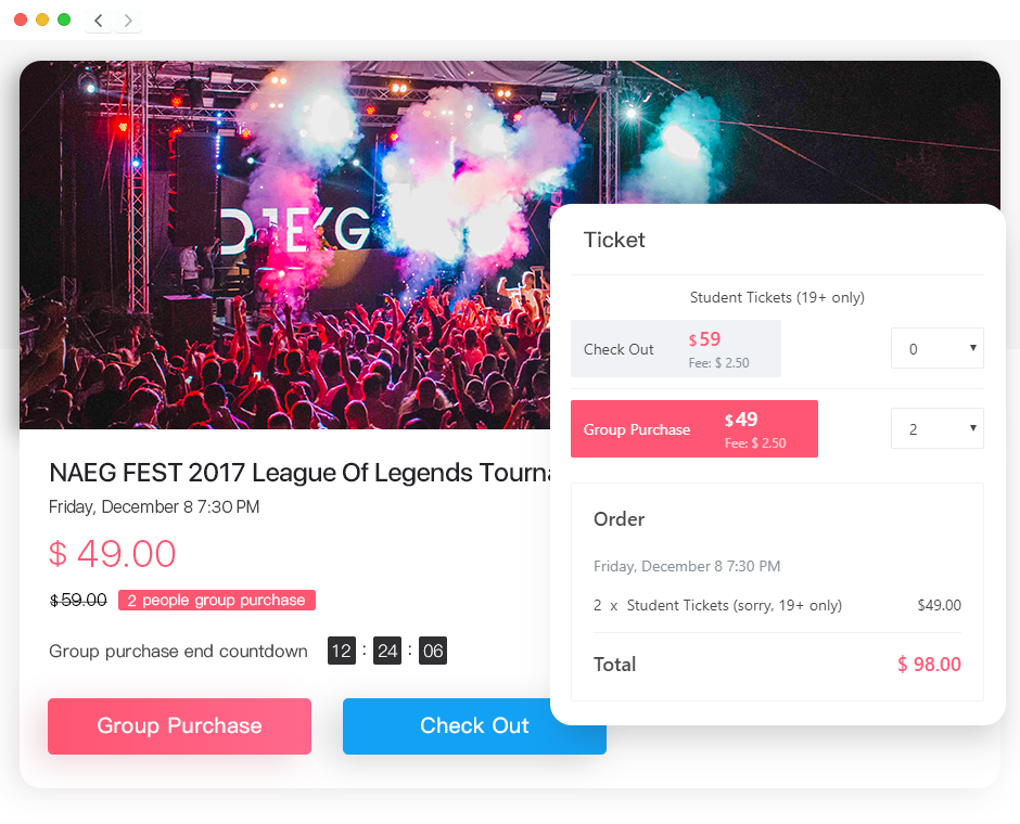Sell general admission tickets with Chumi
