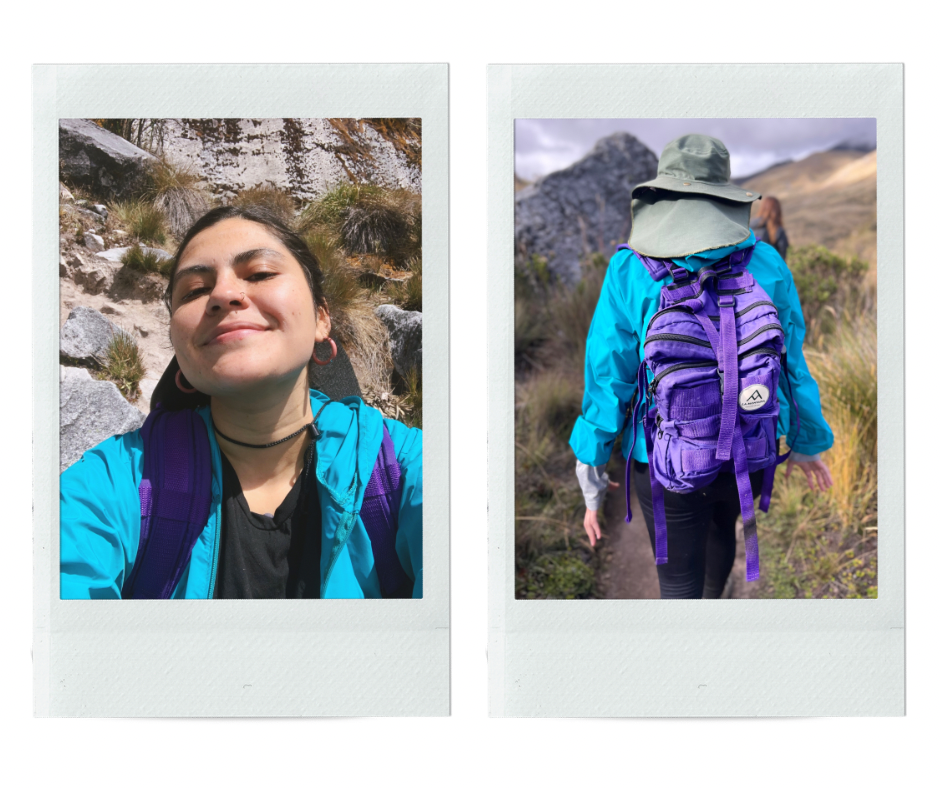 Mi cara de felicidad a un lado, porque lo logré, porque soy poderosa, porque mi cuerpo es increíble. Y la foto que Juli me tomó usando mi maleta y mi gorro de aventurera (que no soy) (¿o sí?).