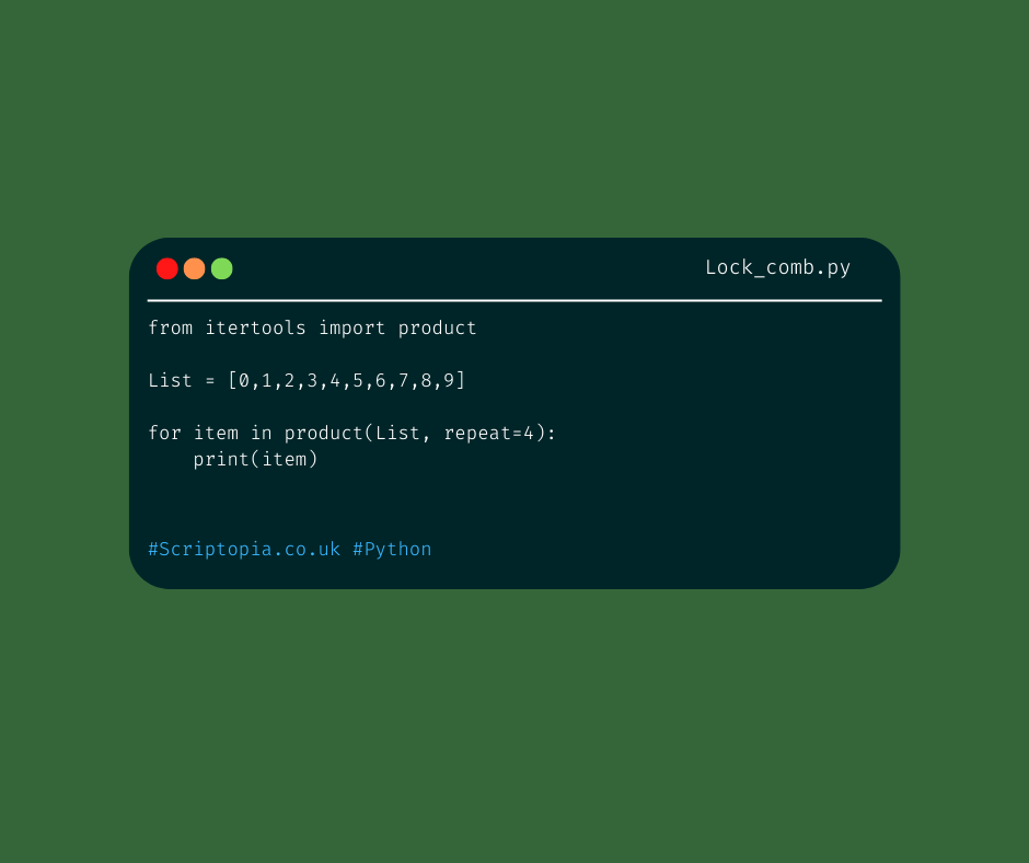 Python Lists — Get all combinations of list items (Lock combinations