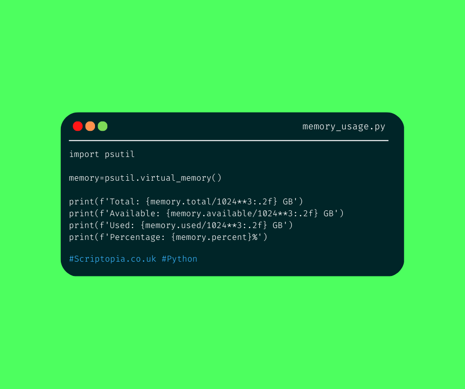 Python psutil — Get memory usage - Scriptopia - Medium