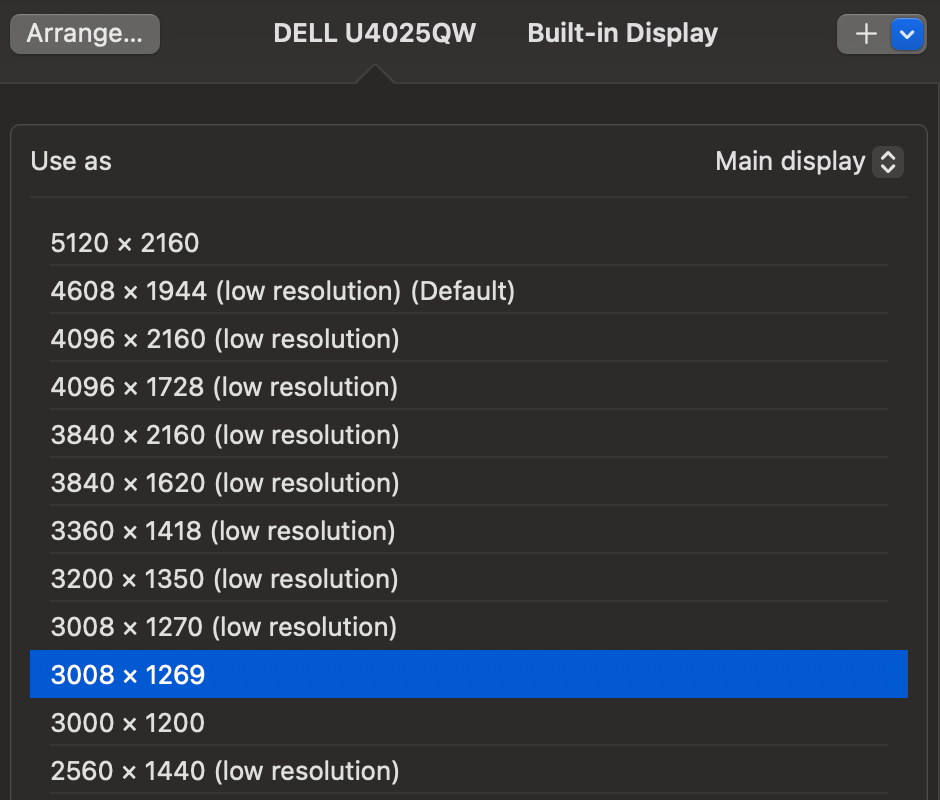all resolutions above 3k become “(low resolution)” on my Macbook Air