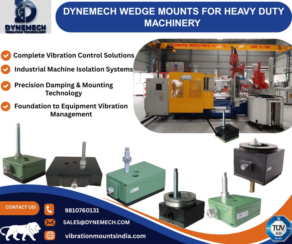 Dynemech Anti-Vibration Wedge Mounts Support Heavy Machinery
