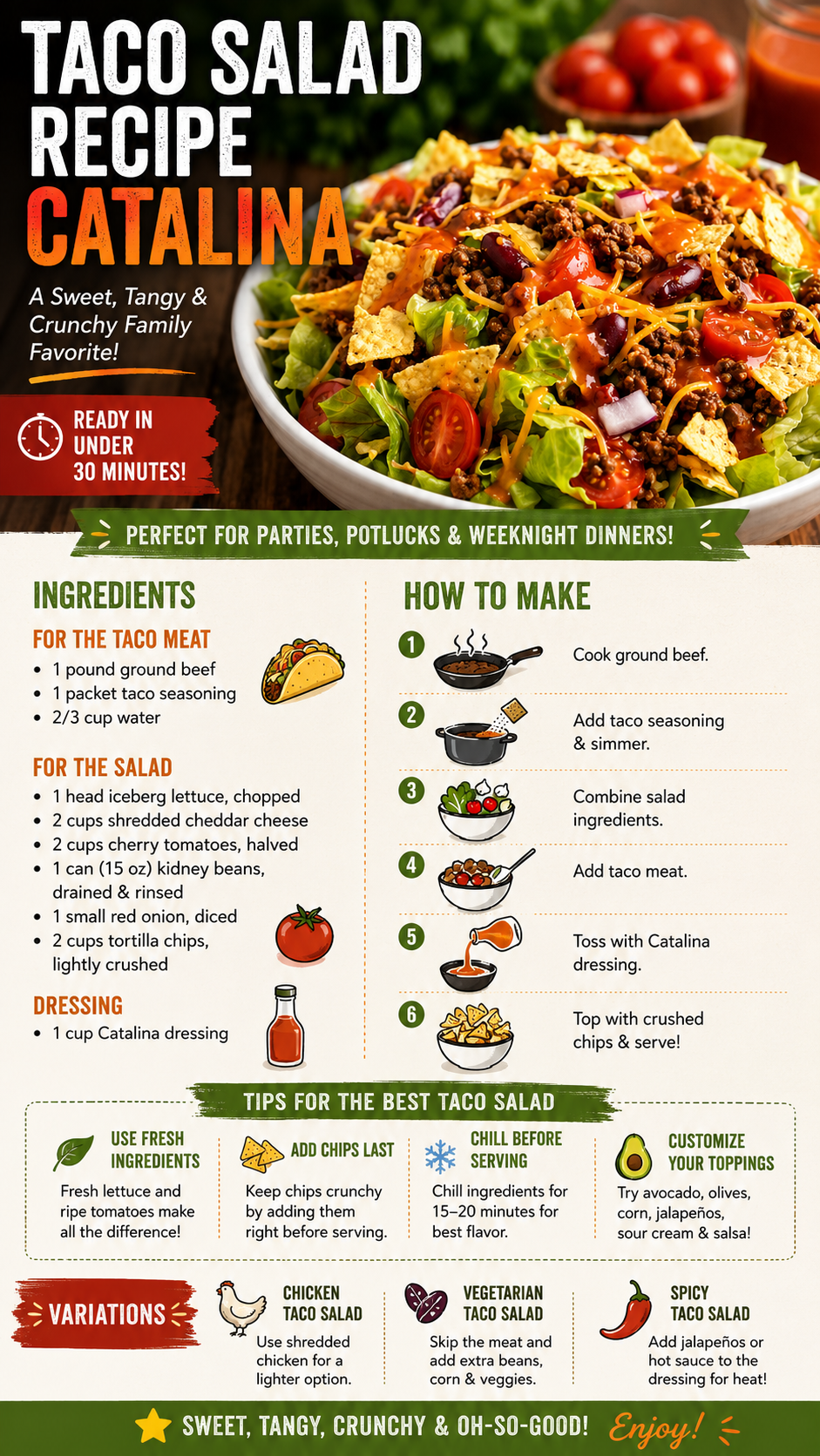 Taco Salad Recipe Catalina Dressing | Easy Sweet & Tangy Family Favorite