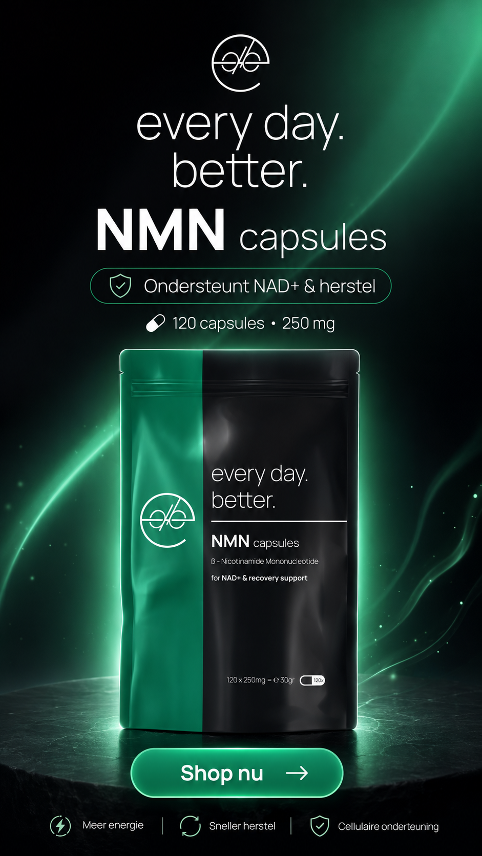 NMN capsules als dagelijkse routine voor energie, focus en gezond ouder worden