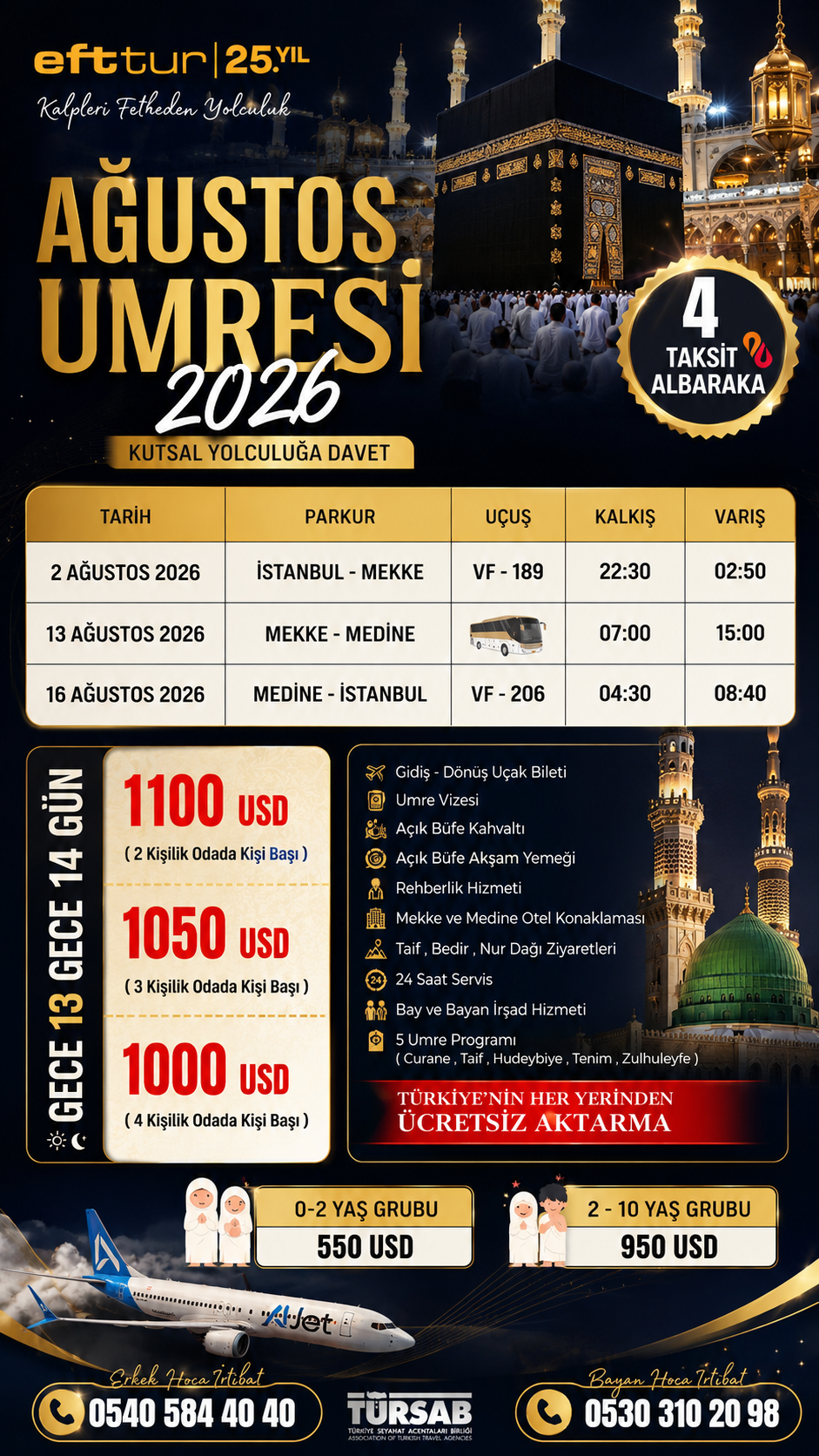 2026 Ağustos Umre Fiyatları