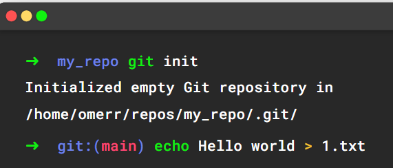Initiating a new repo and creating the first file in it (source: https://youtu.be/ozA1V00GIT8)