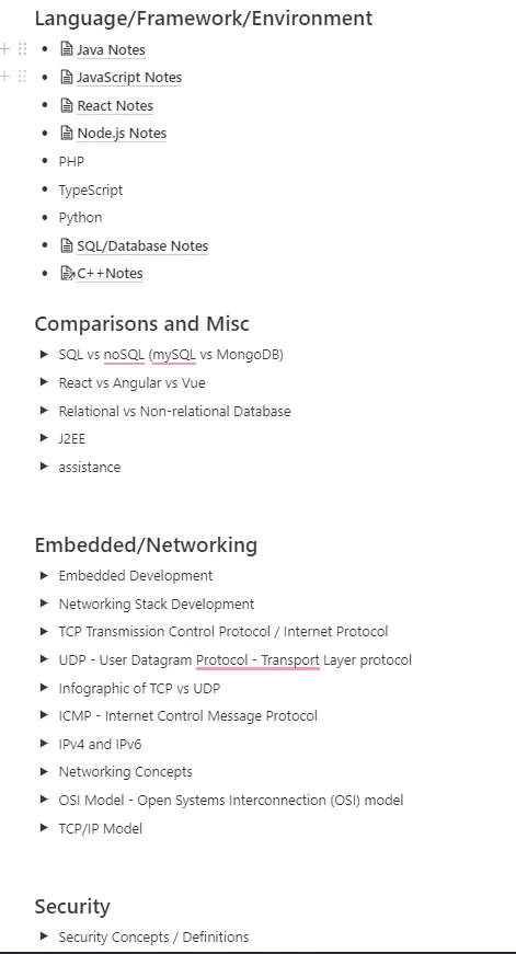 An example of the numerous notes for languages I am familiar with and have listed on my resume.